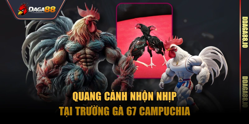 Quang cảnh nhộn nhịp tại trường gà 67 Campuchia